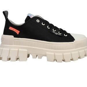 Palladium Black and White Platform Sneakers